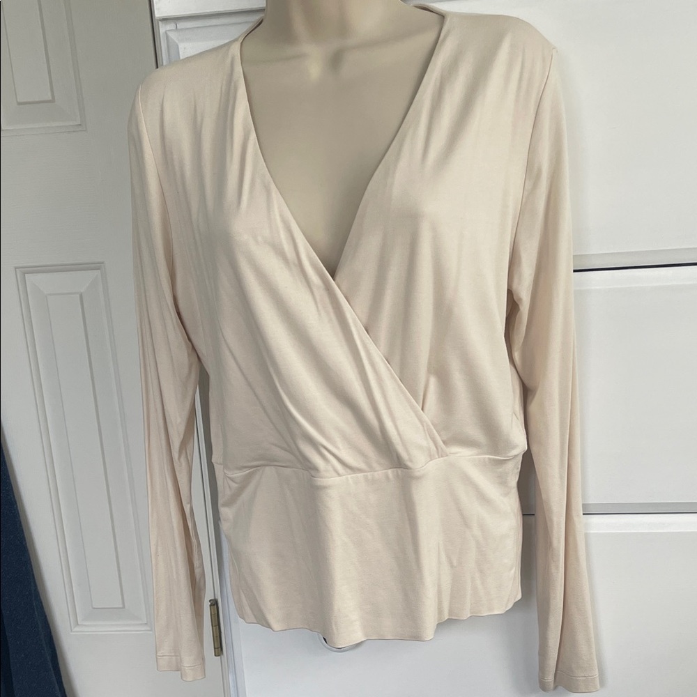 Banana Republic Soft Beige Wrap Blouse